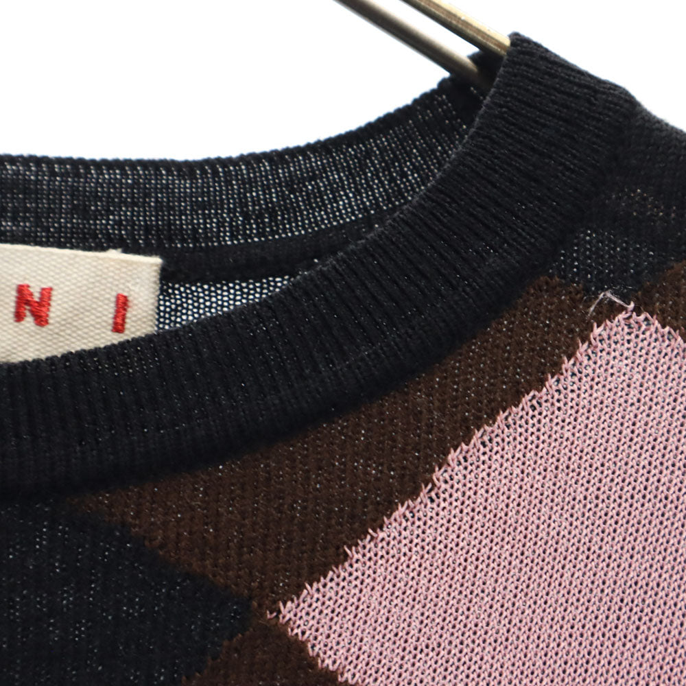 MARNI マルニ ウールブレンド チェック 長袖 セーター 40 ブラック系 ニット レディース