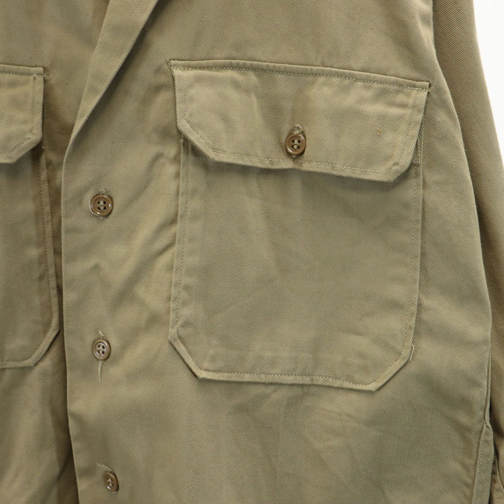 US ARMY アメリカ軍 40s ヴィンテージ 長袖 コットンシャツ 14 1/2 ベージュ マチ付き ミリタリー メンズ