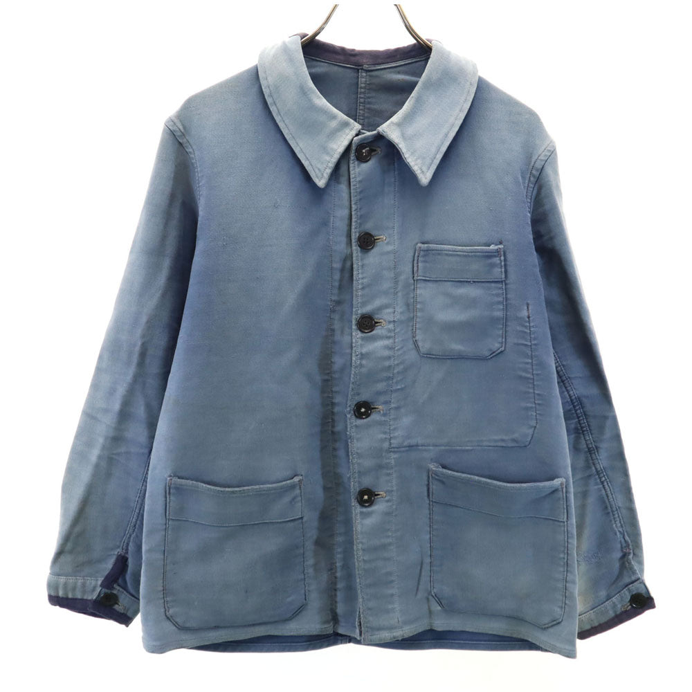 アドルフラフォン 50s ヴィンテージ フランス製 モールスキン ワークジャケット ライトブルー フレンチワーク メンズ