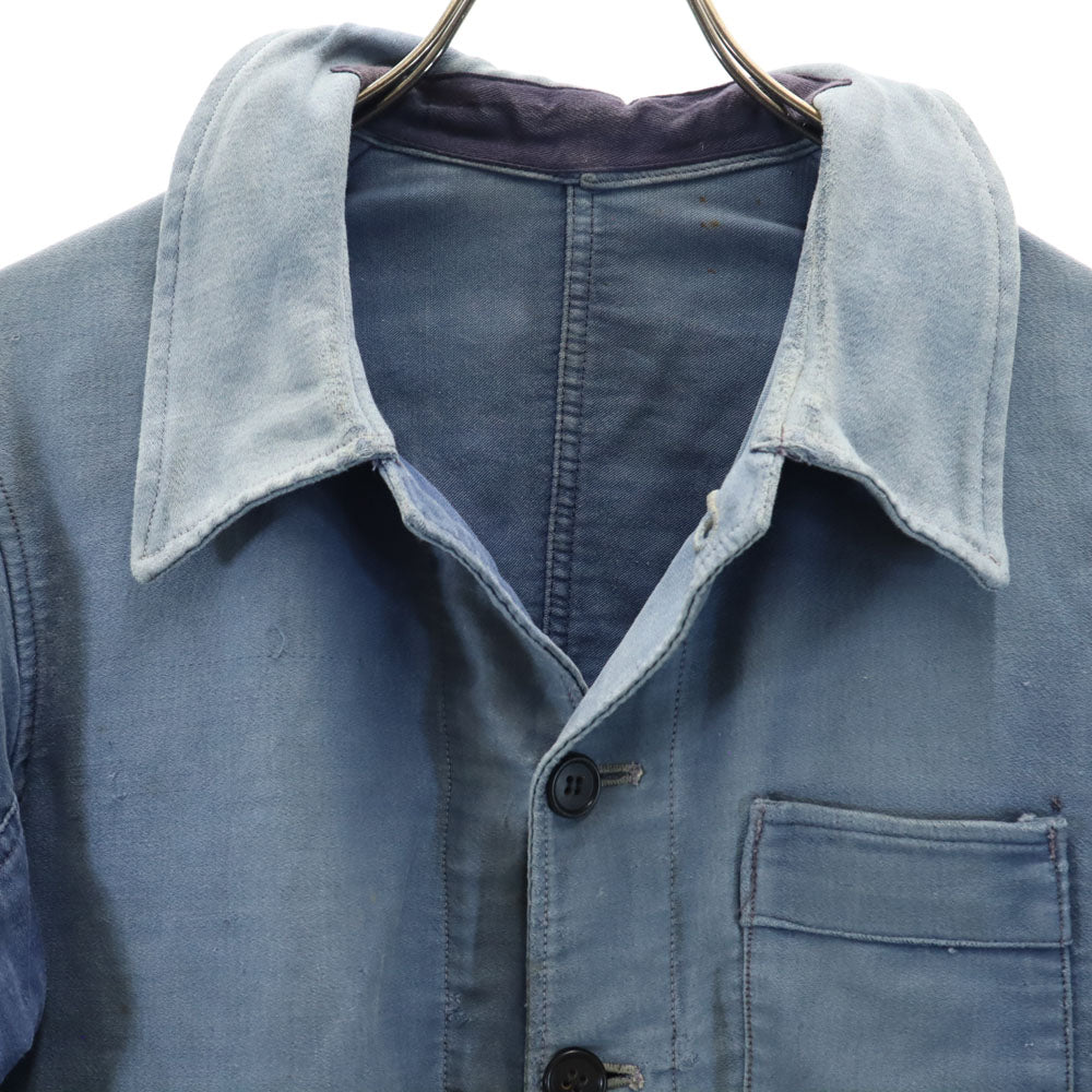アドルフラフォン 50s ヴィンテージ フランス製 モールスキン ワークジャケット ライトブルー フレンチワーク メンズ