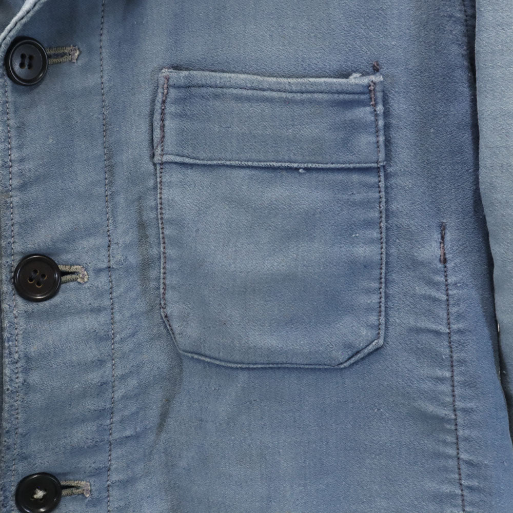 アドルフラフォン 50s ヴィンテージ フランス製 モールスキン ワークジャケット ライトブルー フレンチワーク メンズ