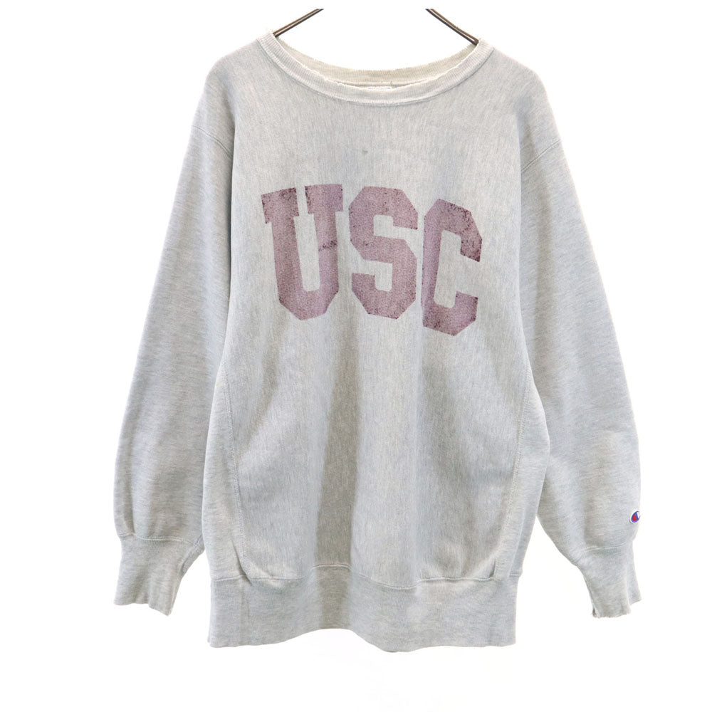 Champion チャンピオン 90s 刺繍タグ REVERSE WEAVE リバースウィーブ USA製 オールド カレッジ 長袖 スウェット トレーナー XL グレー系 裏起毛 メンズ