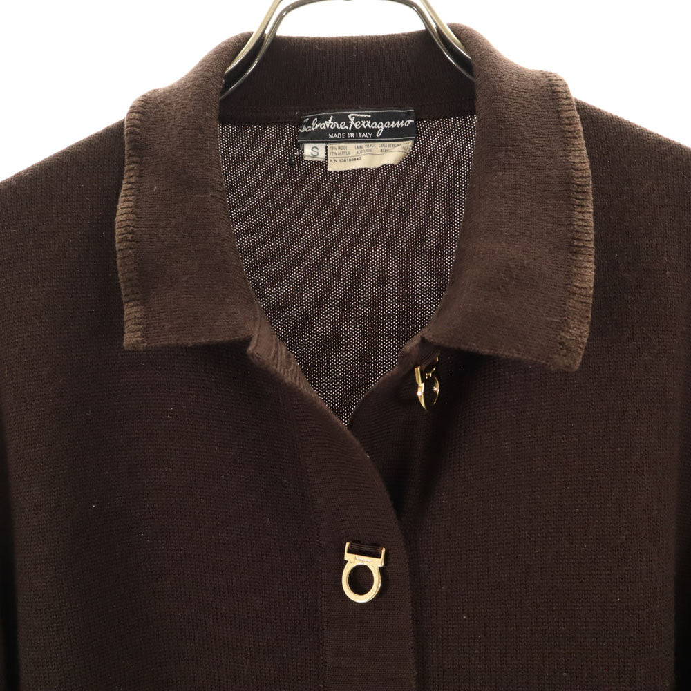 Salvatore Ferragamo サルヴァトーレフェラガモ 90s イタリア製 オールド 長袖 ニットカーディガン S ブラウン レディース