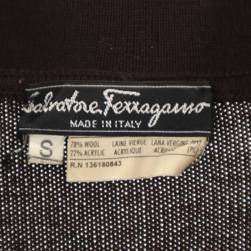 Salvatore Ferragamo サルヴァトーレフェラガモ 90s イタリア製 オールド 長袖 ニットカーディガン S ブラウン レディース