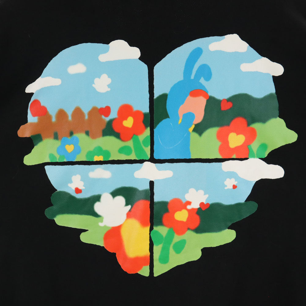 adidas アディダス × メルティングサッドネス コラボ トレフォイルロゴ バックプリント 長袖 スウェットパーカー L ブラック × Melting Sadness プルオーバー メンズ