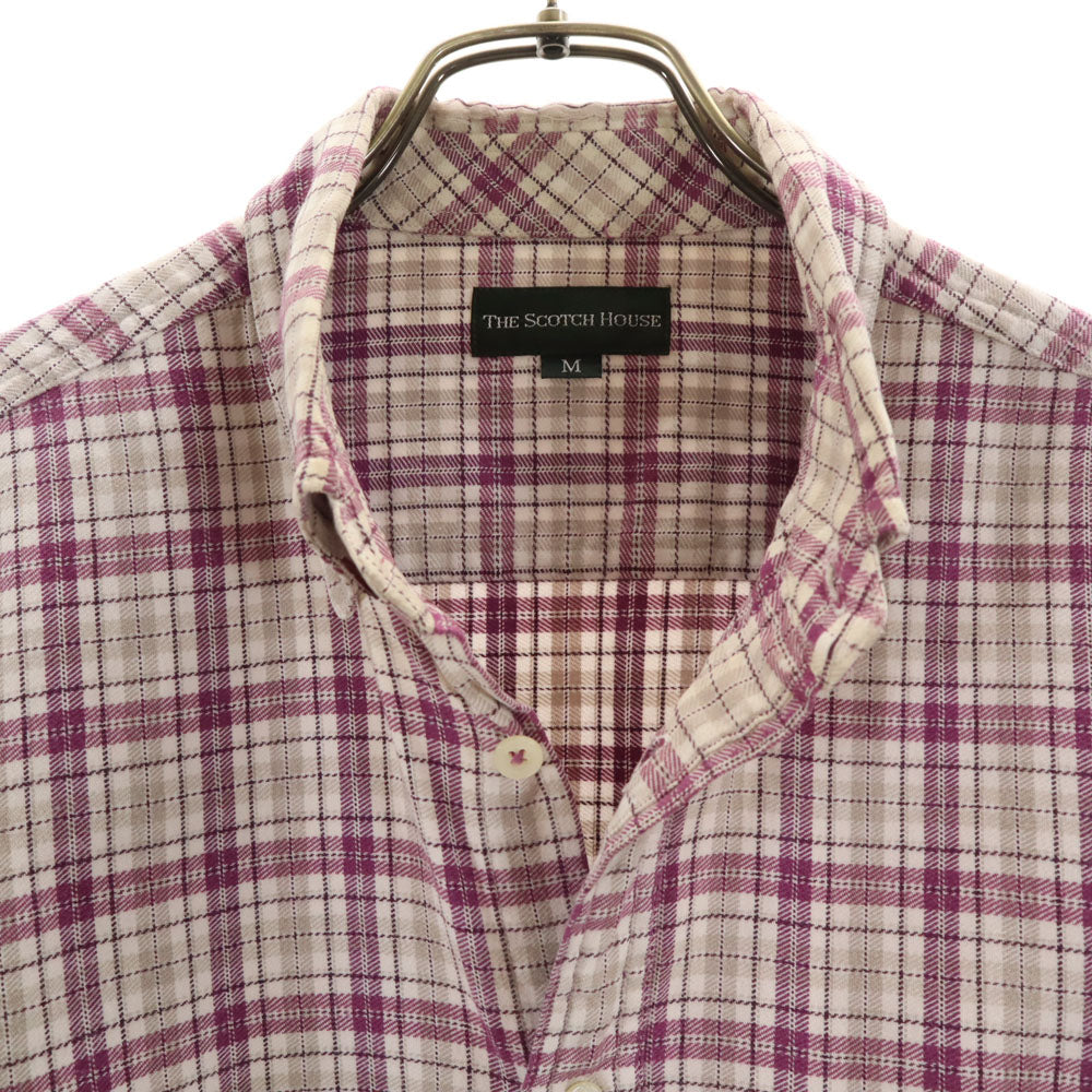 THE SCOTCH HOUSE スコッチハウス チェック柄 長袖 ボタンダウンシャツ M ホワイト 他 メンズ