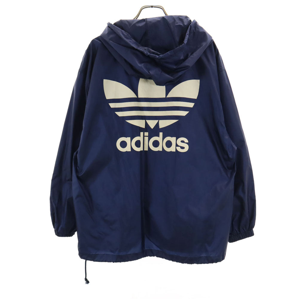 adidas アディダス 80s デサント社 日本製 ヴィンテージ バック トレフォイルロゴ 長袖 パーカー 160 ネイビー プルオーバー キッズ