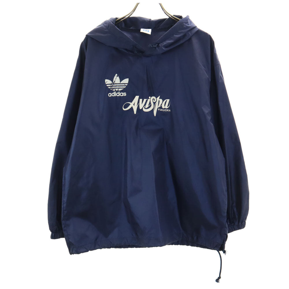 adidas アディダス 80s デサント社 日本製 ヴィンテージ バック トレフォイルロゴ 長袖 パーカー 160 ネイビー プルオーバー キッズ