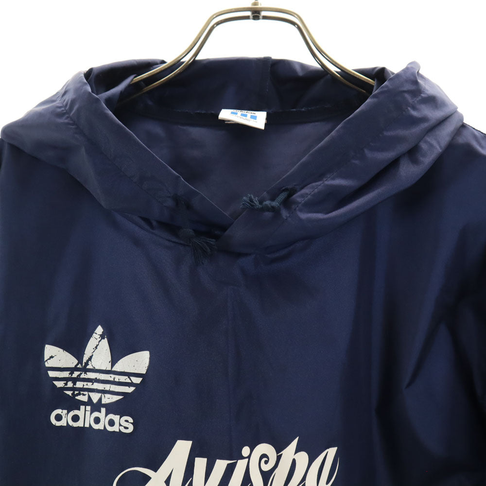 adidas アディダス 80s デサント社 日本製 ヴィンテージ バック トレフォイルロゴ 長袖 パーカー 160 ネイビー プルオーバー キッズ