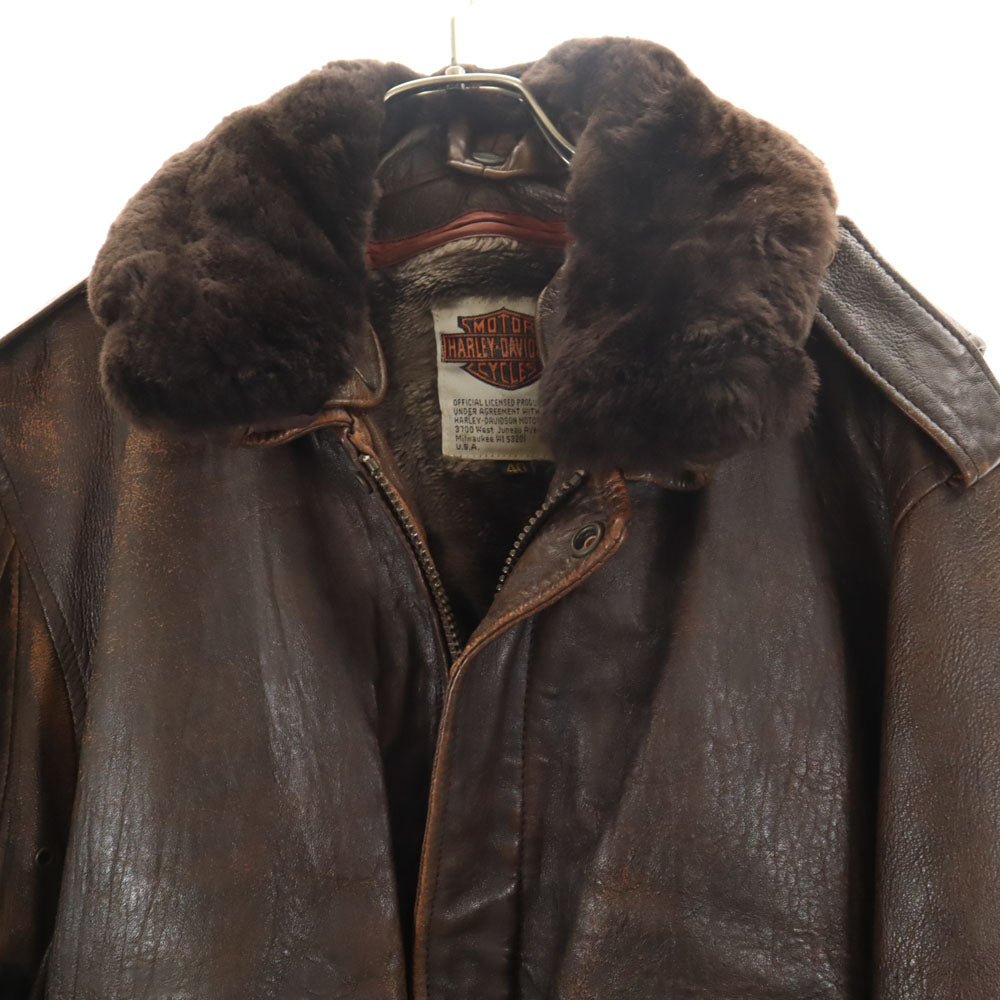 HARLEY DAVIDSON ハーレーダビッドソン 90s オールド レザージャケット 40 ブラウン G-1タイプ ライナー付 メンズ