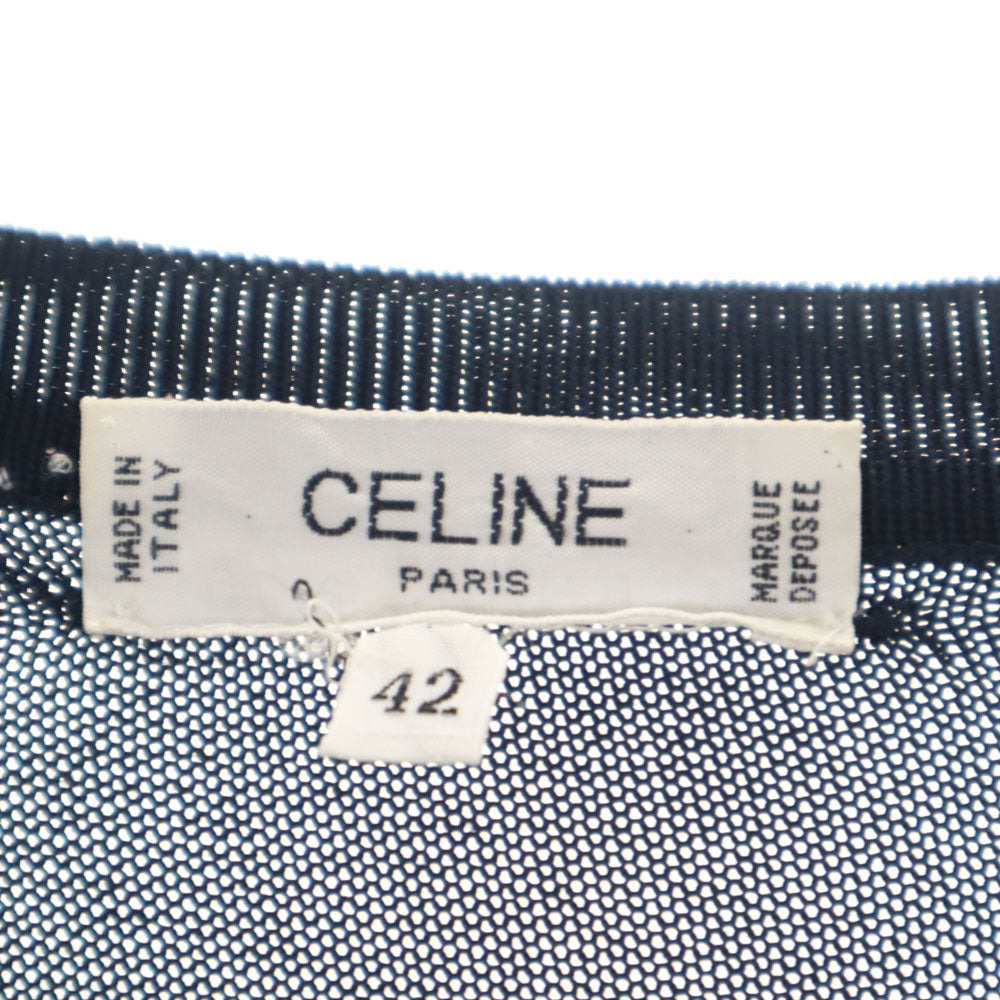 CELINE セリーヌ 90s イタリア製 オールド ジェーシーシ期 長袖 ニット 42 ネイビー レディース