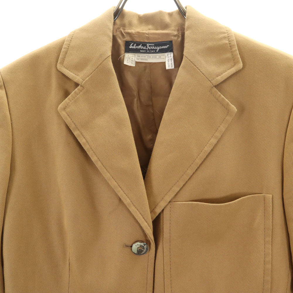 Salvatore Ferragamo サルヴァトーレフェラガモ イタリア製 ブレザー 40 ベージュブラウン ジャケット レディース