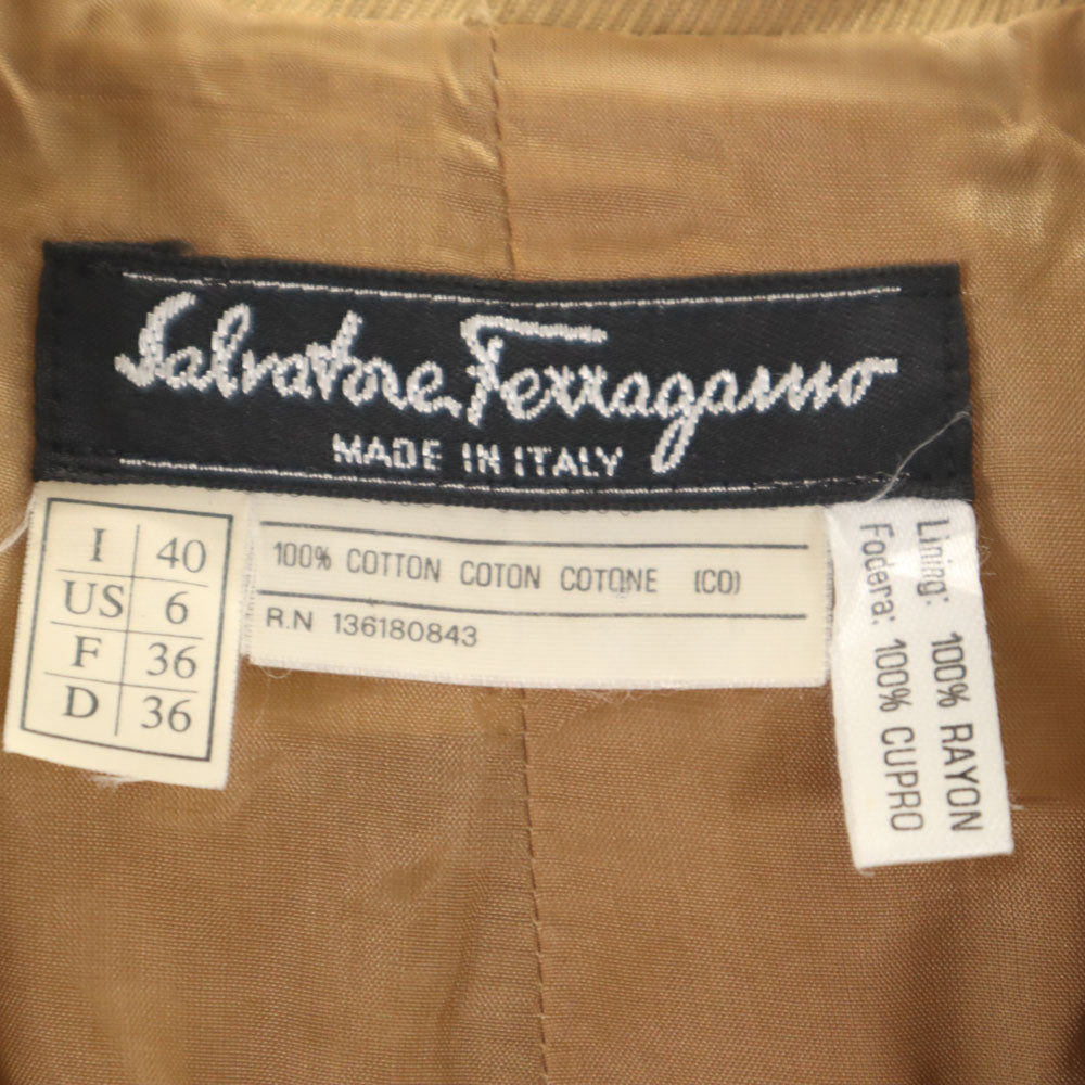 Salvatore Ferragamo サルヴァトーレフェラガモ イタリア製 ブレザー 40 ベージュブラウン ジャケット レディース
