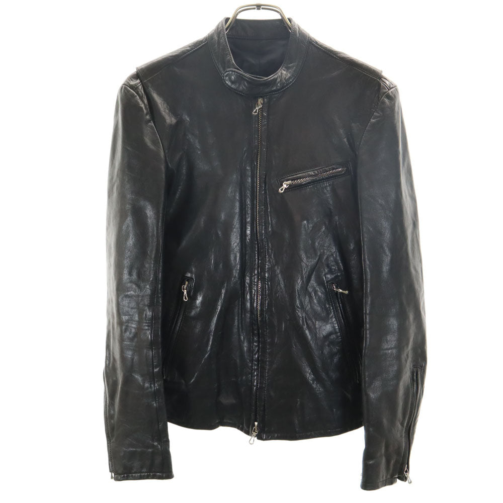 LITHIUM HOMME リチウムオム 日本製 シングルライダースジャケット 42 ブラック レザージャケット メンズ