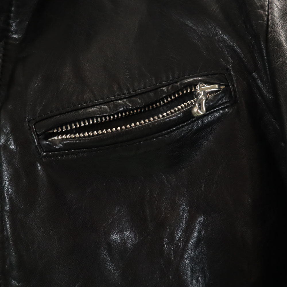 LITHIUM HOMME リチウムオム 日本製 シングルライダースジャケット 42 ブラック レザージャケット メンズ