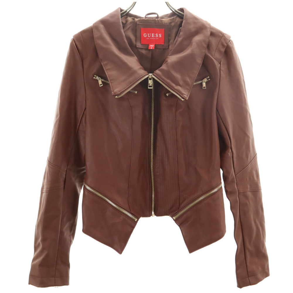 Guess ゲス シングルライダースジャケット M ブラウン レザージャケット レディース