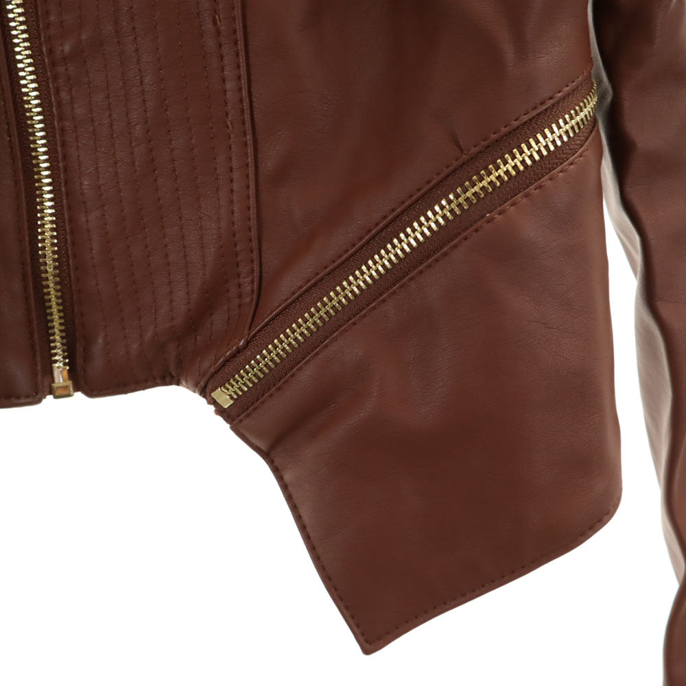 Guess ゲス シングルライダースジャケット M ブラウン レザージャケット レディース