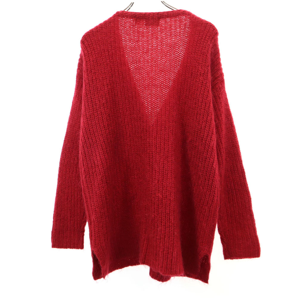 MODA INT'L 80s モヘアブレンド ヴィンテージ 長袖 ニットカーディガン L レッド レディース