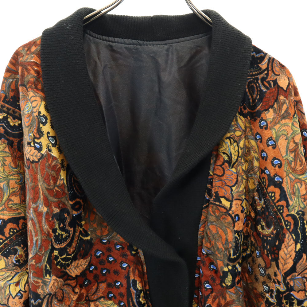 OLD オールド 80s 90s 総柄 ショールカラー キルティングジャケット ブラウン 他 レディース