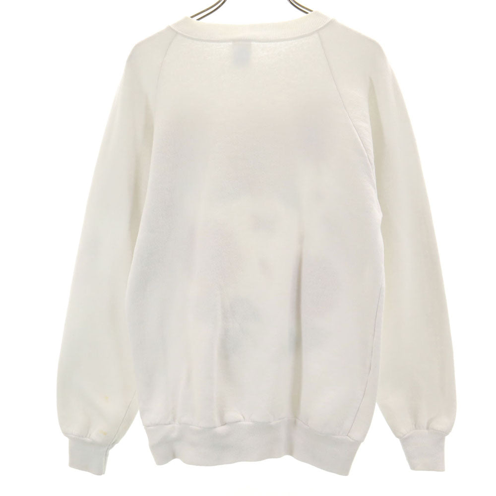 JERZEES ジャージーズ 80s 90s オールド USA製 ひまわり柄 長袖 ラグランスリーブ スウェット M ホワイト 裏起毛 メンズ