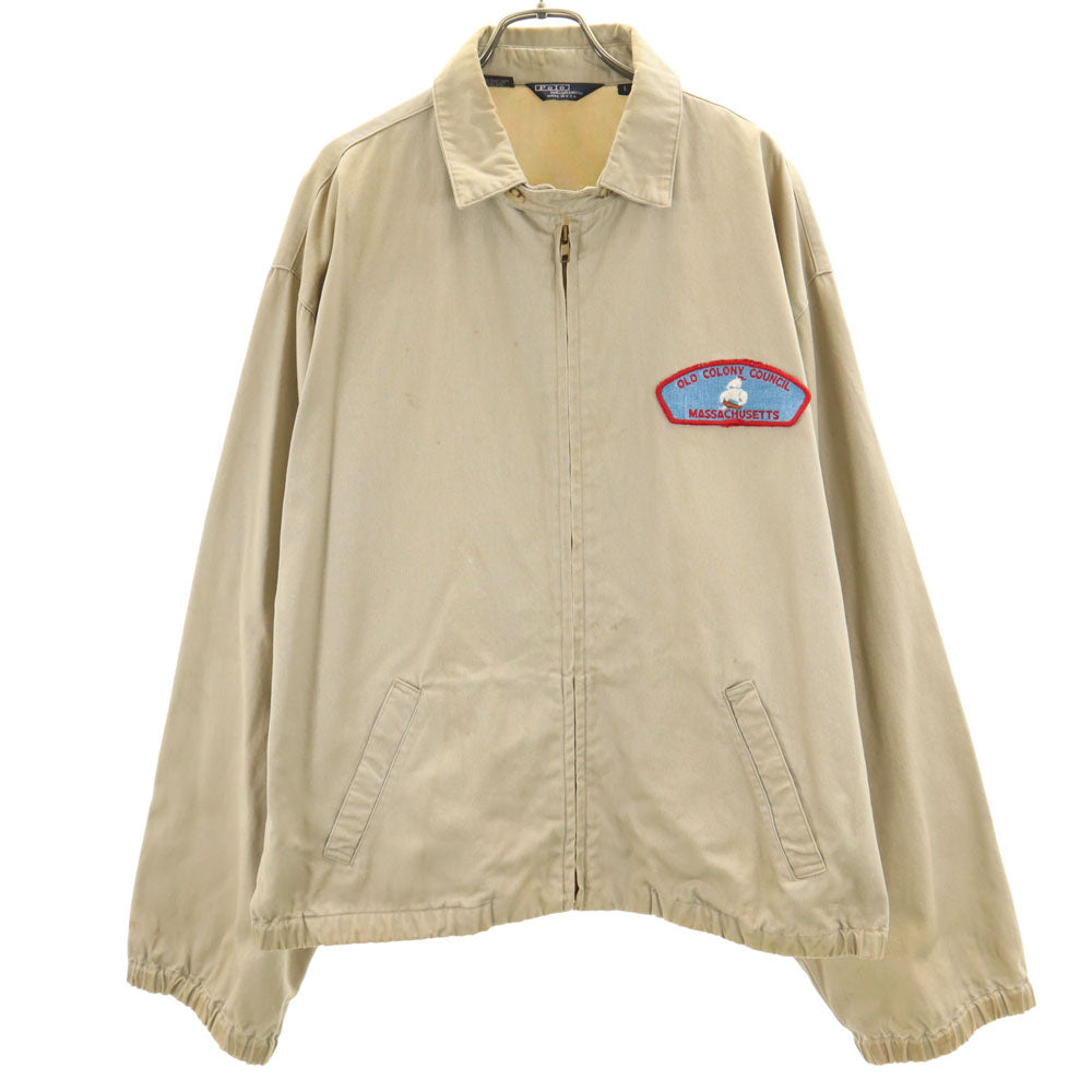 POLO RALPH LAUREN ポロラルフローレン 80s オールド USA製 ヴィンテージ スイングトップ L ベージュ チンスト ワッペン付き メンズ