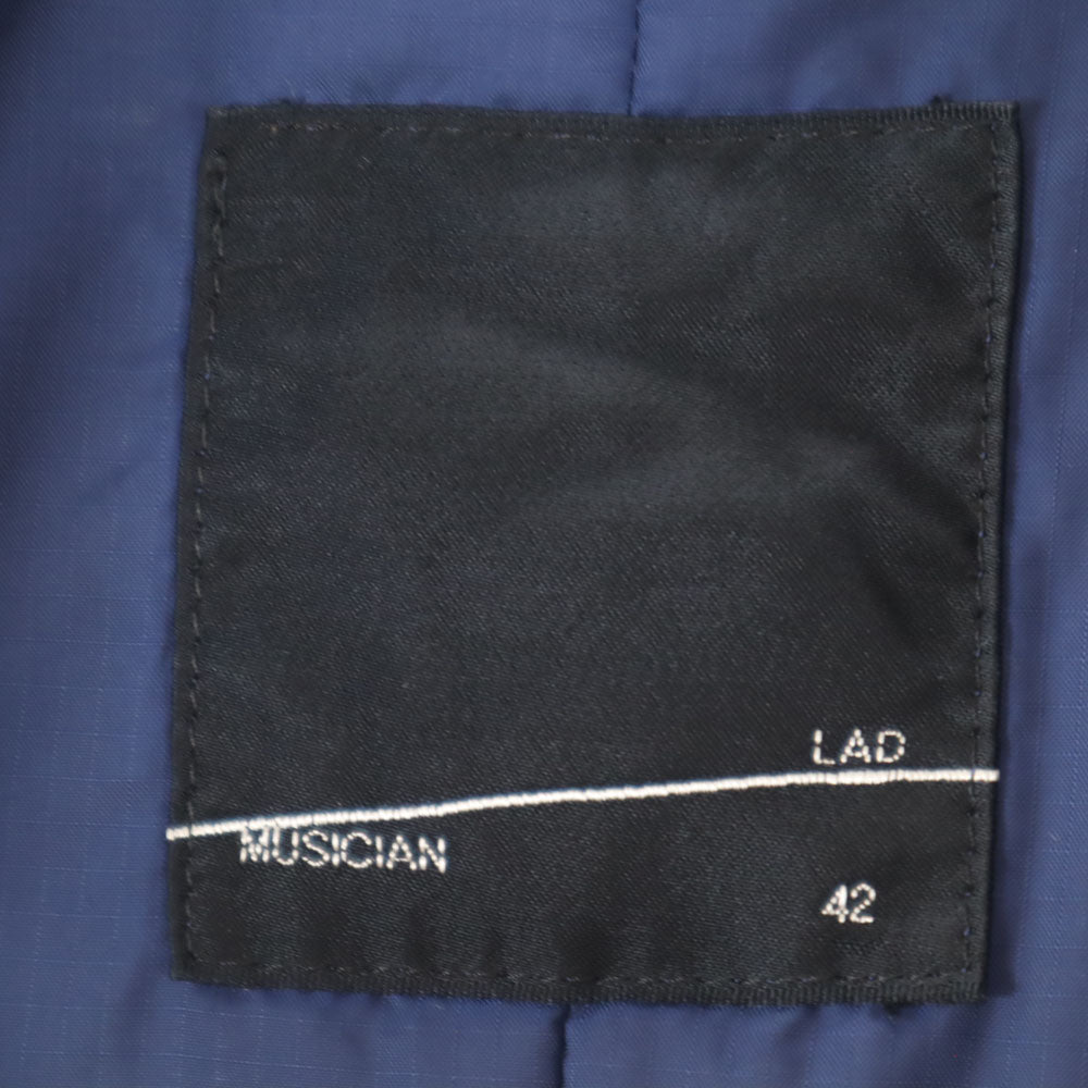 LAD MUSICIAN ラッドミュージシャン 日本製 ボタンフライ ステンカラーコート 42 ブルー ハーフコート メンズ