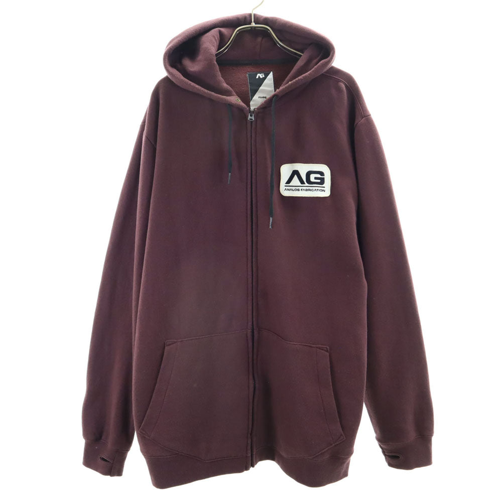 ANALOG アナログ 長袖 ジップアップ パーカー M ワインレッド 裏起毛 ワッペン メンズ