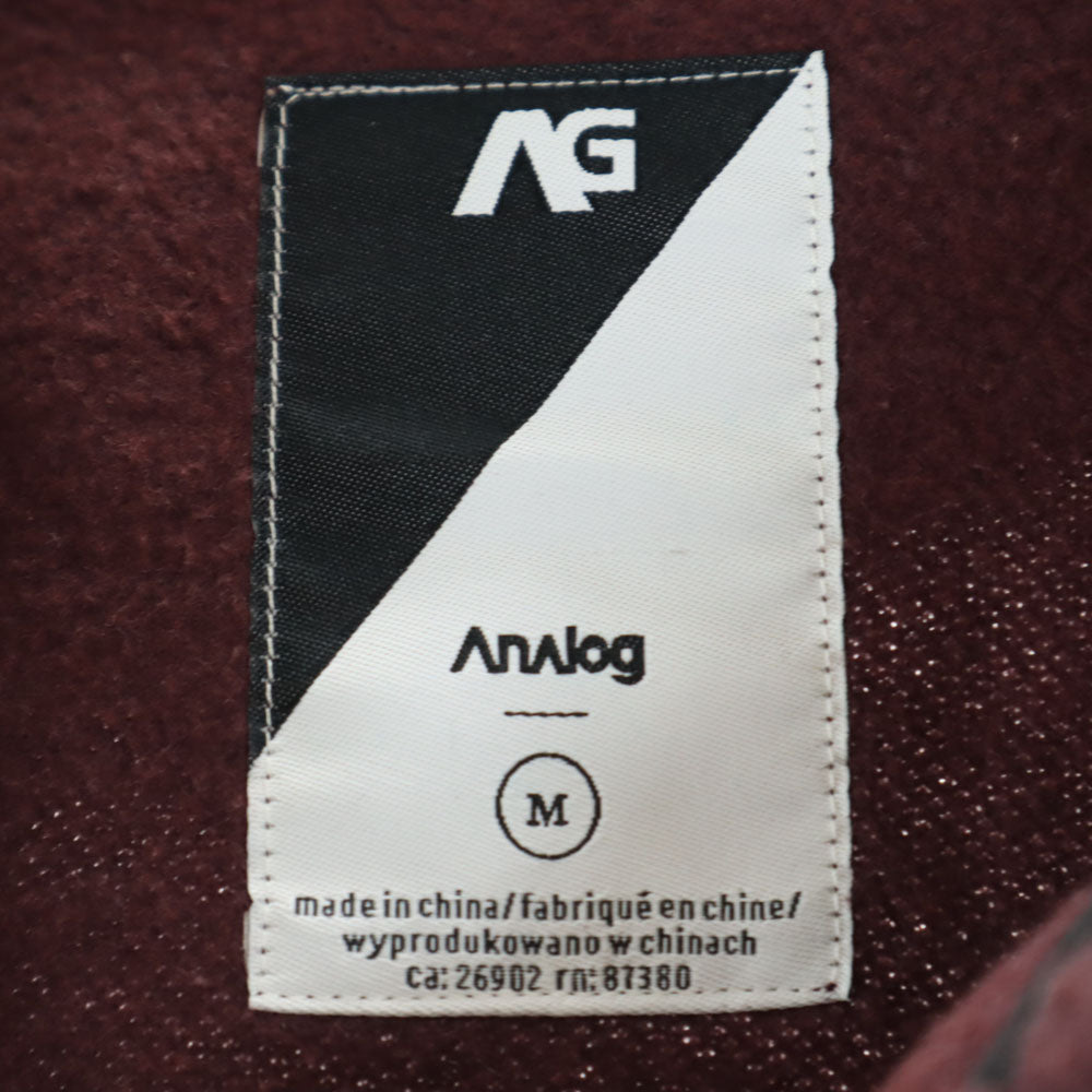 ANALOG アナログ 長袖 ジップアップ パーカー M ワインレッド 裏起毛 ワッペン メンズ