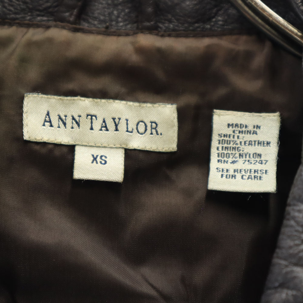 ANN TAYLOR アンテイラー 90s 00s オールド レザージャケット XS ダークブラウン レディース