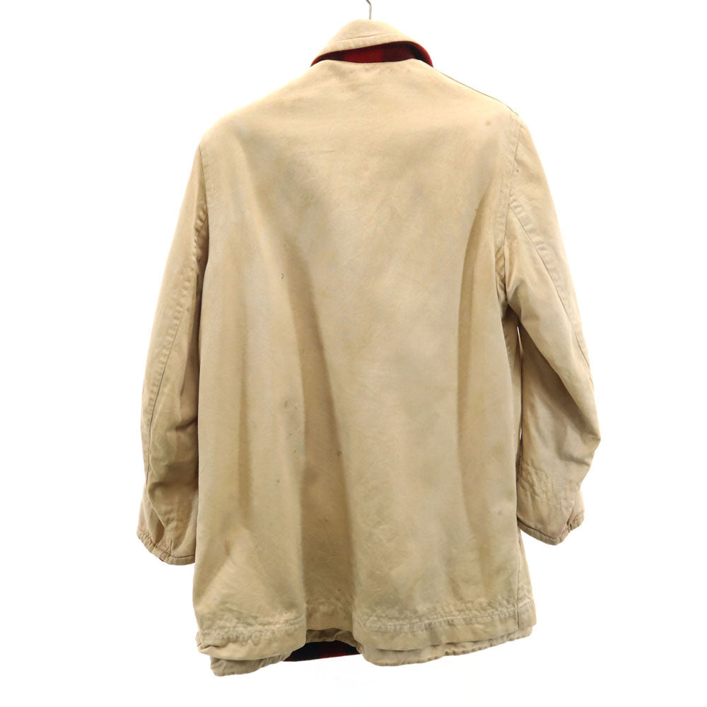 Harriswear 50s 60s ヴィンテージ チェック×無地 長袖 リバーシブル ジャケット ベージュ×レッド系 メンズ