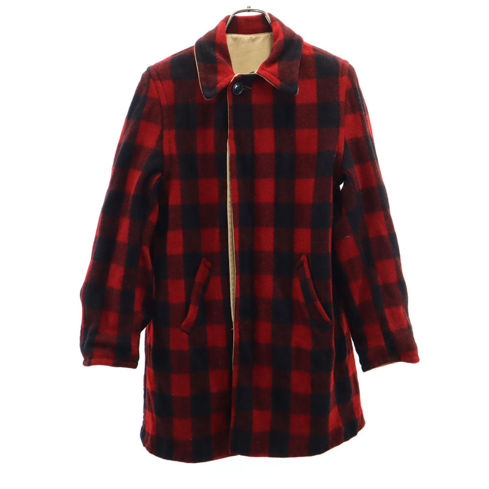 Harriswear 50s 60s ヴィンテージ チェック×無地 長袖 リバーシブル ジャケット ベージュ×レッド系 メンズ