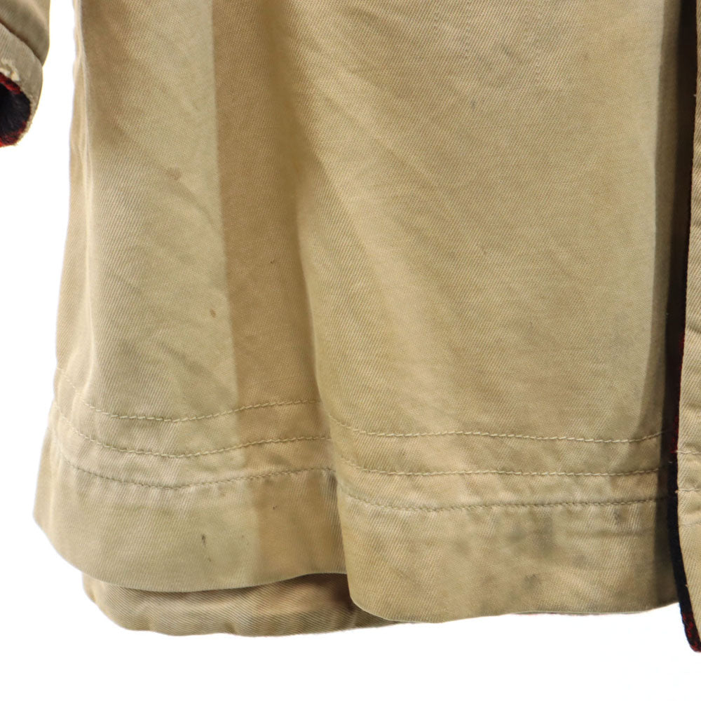 Harriswear 50s 60s ヴィンテージ チェック×無地 長袖 リバーシブル ジャケット ベージュ×レッド系 メンズ