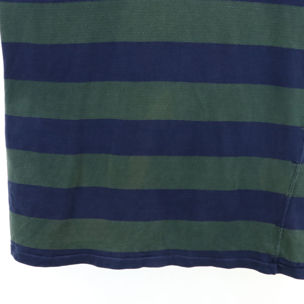 GYMPHLEX ジムフレックス イギリス製 ボーダー 長袖 ラガーシャツ 44 ネイビー系 ポロシャツ メンズ