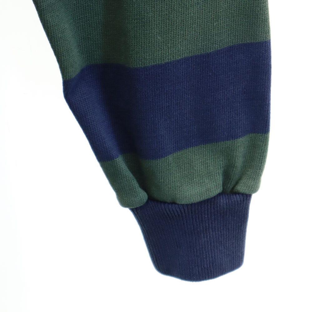 GYMPHLEX ジムフレックス イギリス製 ボーダー 長袖 ラガーシャツ 44 ネイビー系 ポロシャツ メンズ