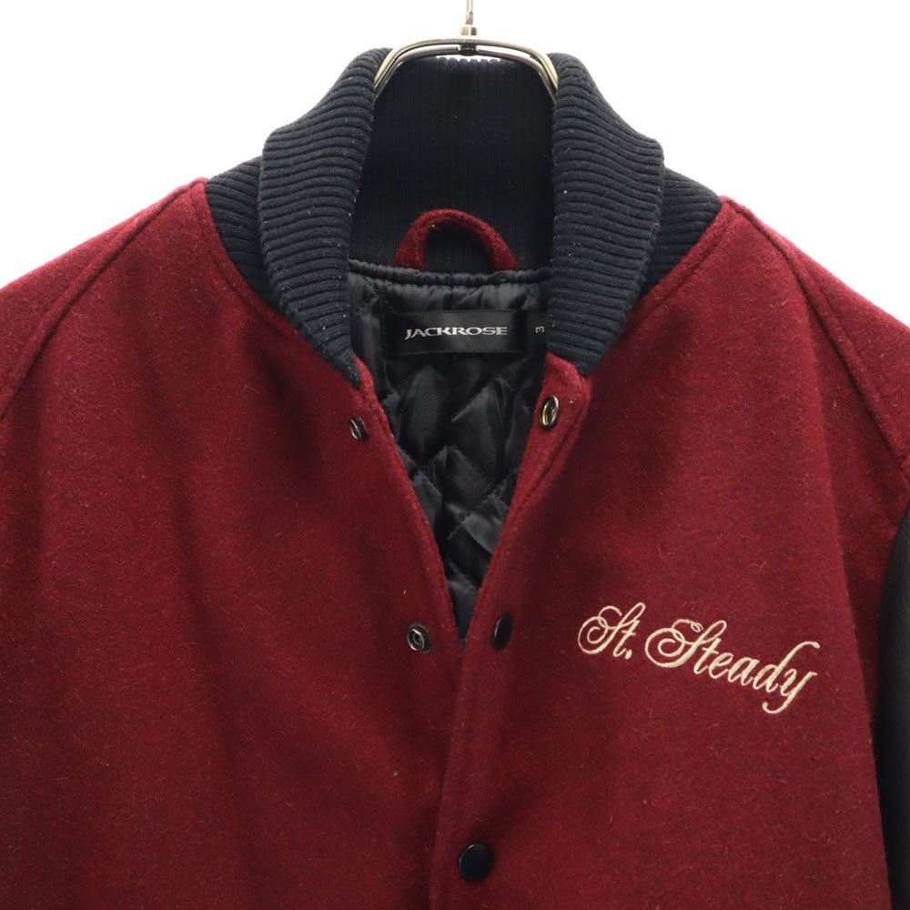 JACKROSE ジャックローズ ウールブレンド 長袖 ジャケット 3 ワインレッド 袖レザー メンズ