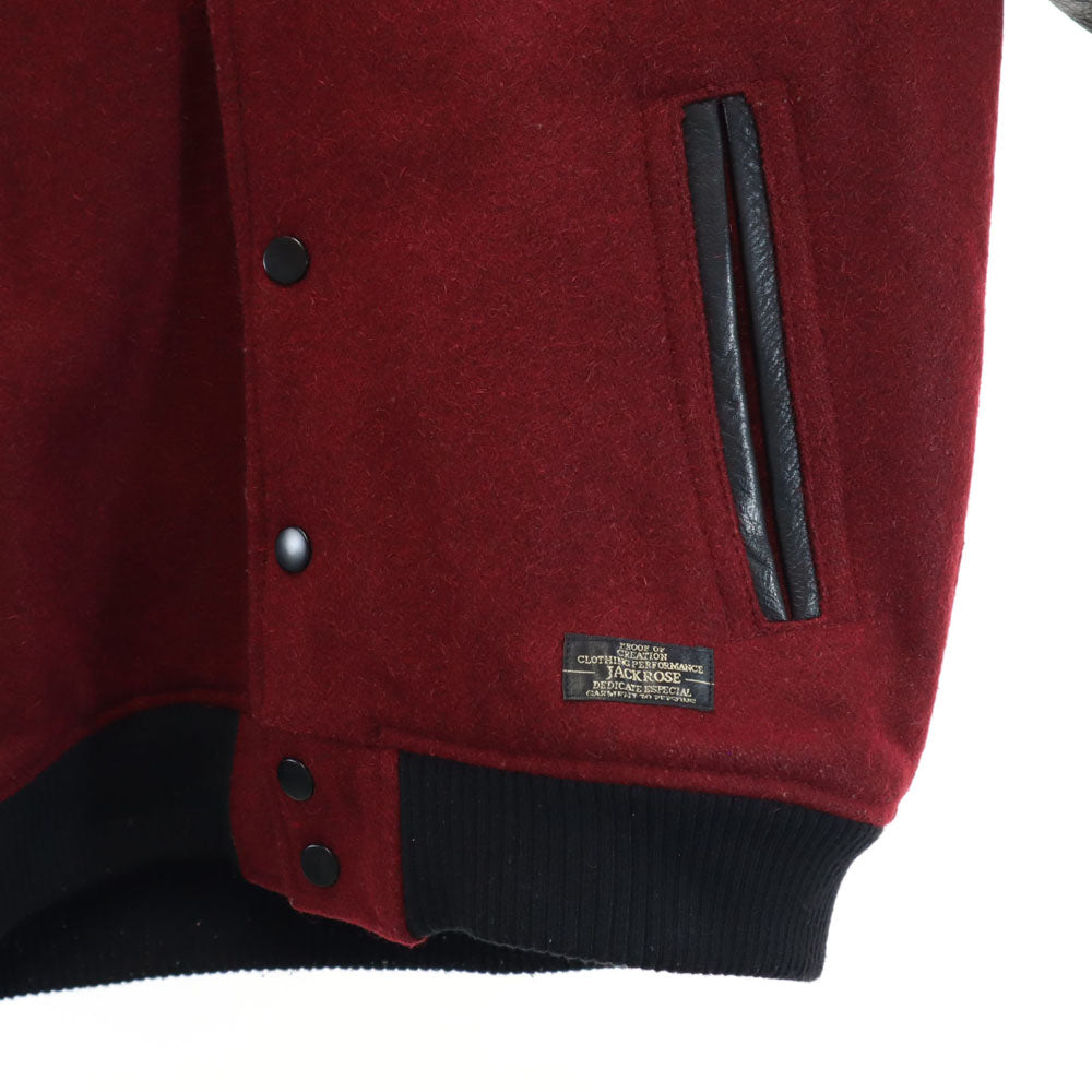 JACKROSE ジャックローズ ウールブレンド 長袖 ジャケット 3 ワインレッド 袖レザー メンズ