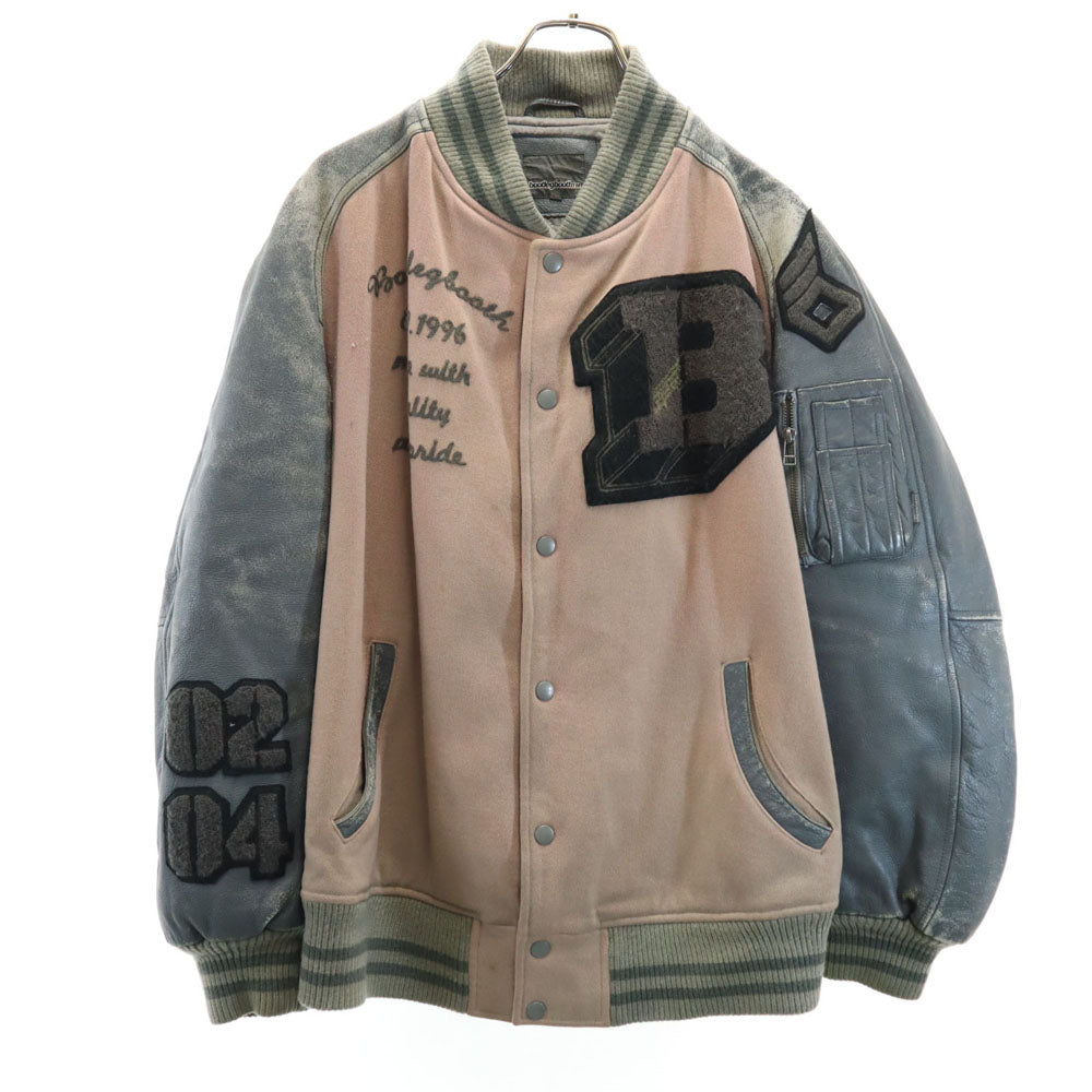 ブートレグブース ウールブレンド 長袖 スタジャン L ピンク系 袖レザー メンズ