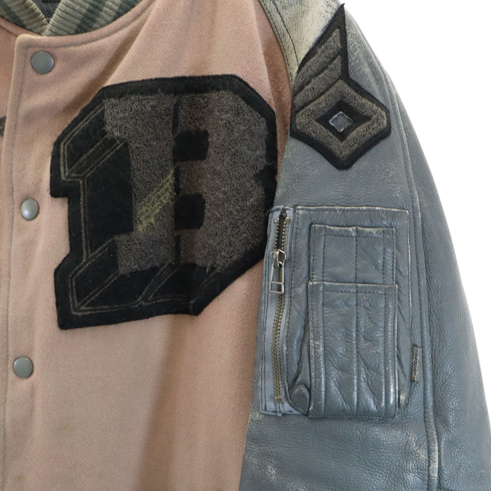 ブートレグブース ウールブレンド 長袖 スタジャン L ピンク系 袖レザー メンズ