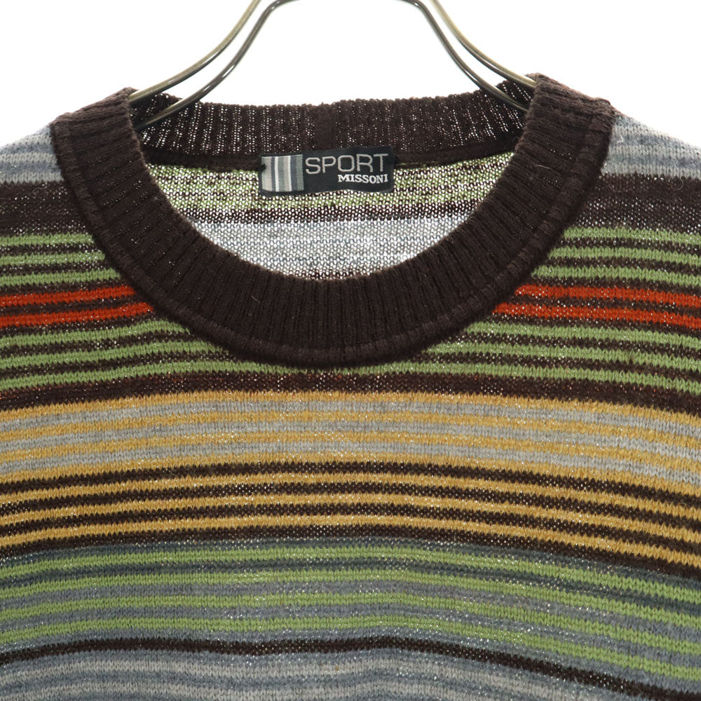 MISSONI SPORT ミッソーニスポーツ イタリア製 ボーダー柄 長袖 セーター 50 ブラウン 他 ニット メンズ
