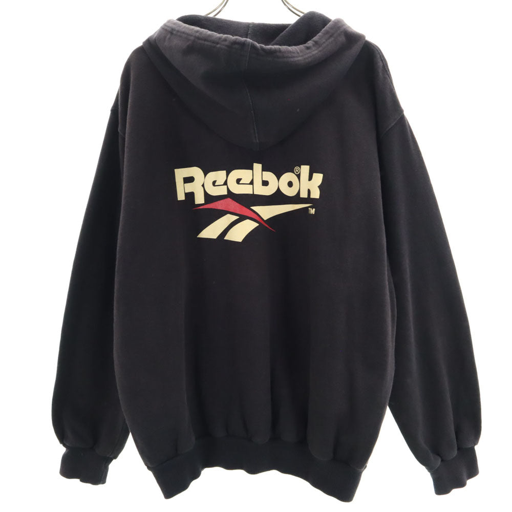 Reebok リーボック 90s オールド バックロゴ 長袖 スウェットパーカー 2 ブラック 裏起毛 メンズ