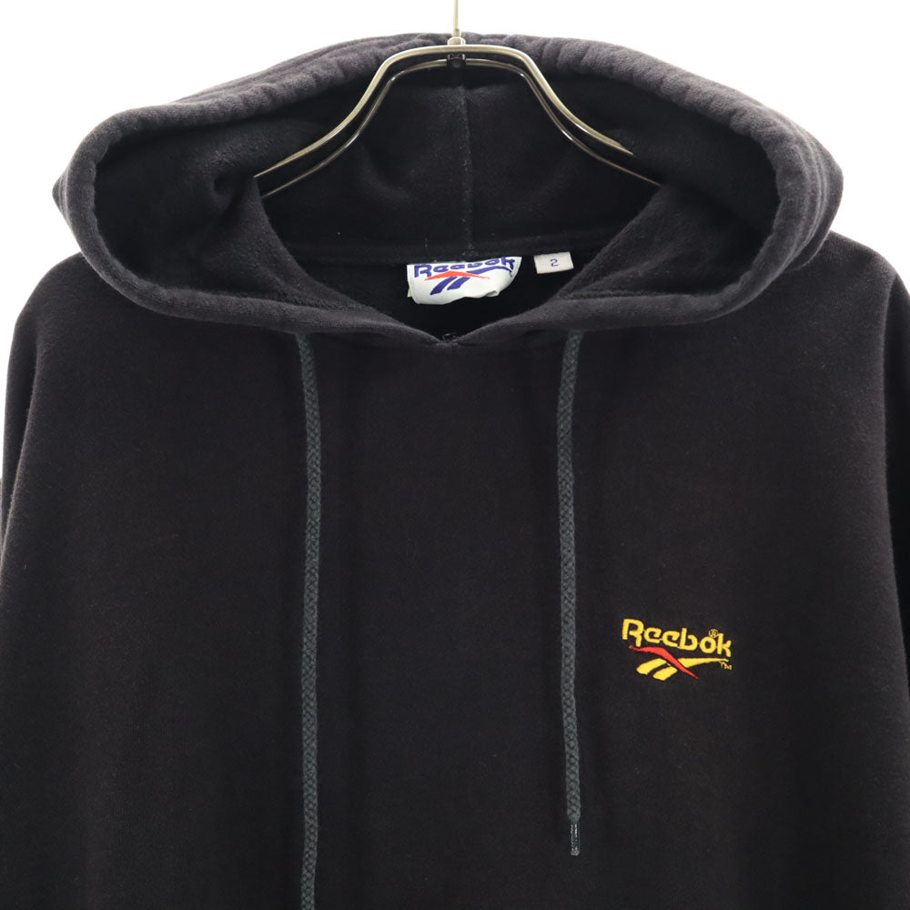 Reebok リーボック 90s オールド バックロゴ 長袖 スウェットパーカー 2 ブラック 裏起毛 メンズ