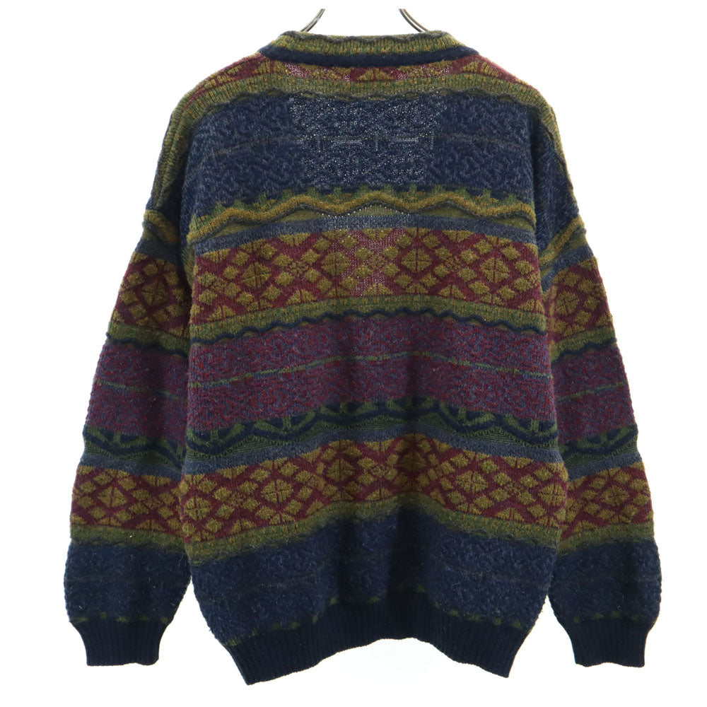 ジャンニアルベルティ 80s 90s イタリア製 ウールブレンド オールド 総柄 長袖 ニットカーディガン M メンズ