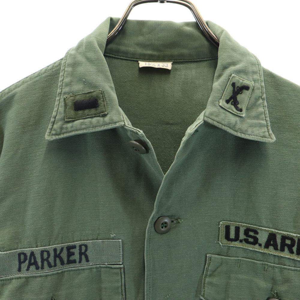 US ARMY アメリカ軍 60s ヴィンテージ サテン DSA BDU 長袖 ミリタリーシャツ 15 1/2x33 カーキ メンズ