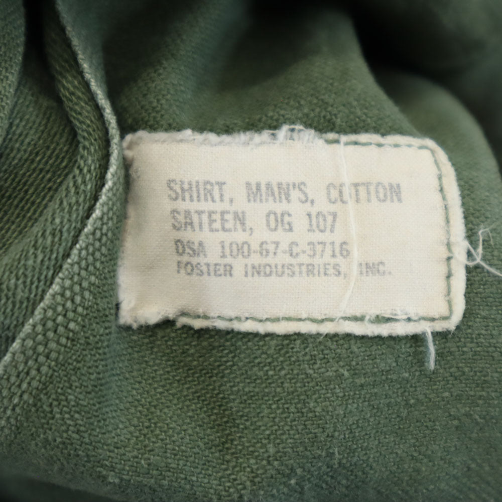 US ARMY アメリカ軍 60s ヴィンテージ サテン DSA BDU 長袖 ミリタリーシャツ 15 1/2x33 カーキ メンズ