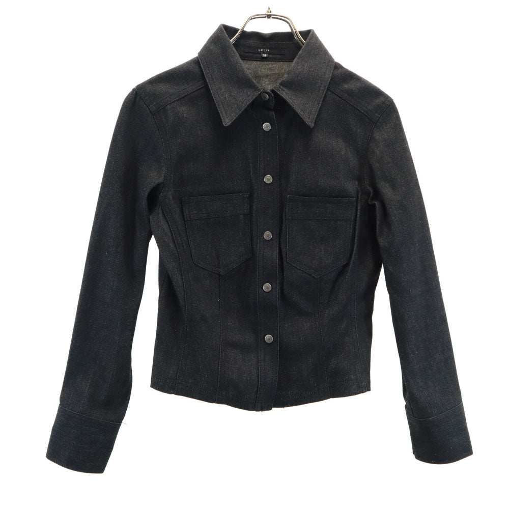 GUCCI レディース サイズ38 デニムジャケットGジャン グッチ イタリア製 デニムジャケット 38 ブラック GUCCI レディース