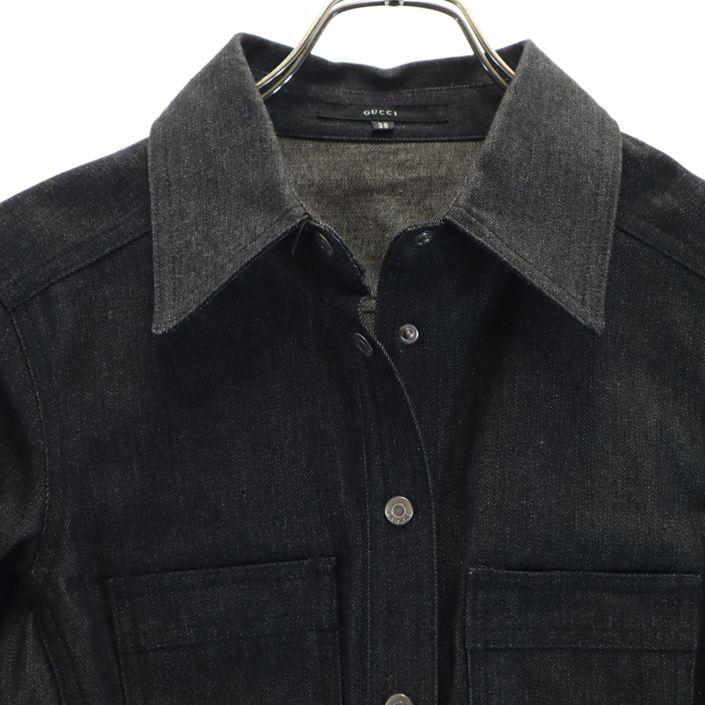 GUCCI グッチ イタリア製 デニムジャケット 38 ブラック レディース