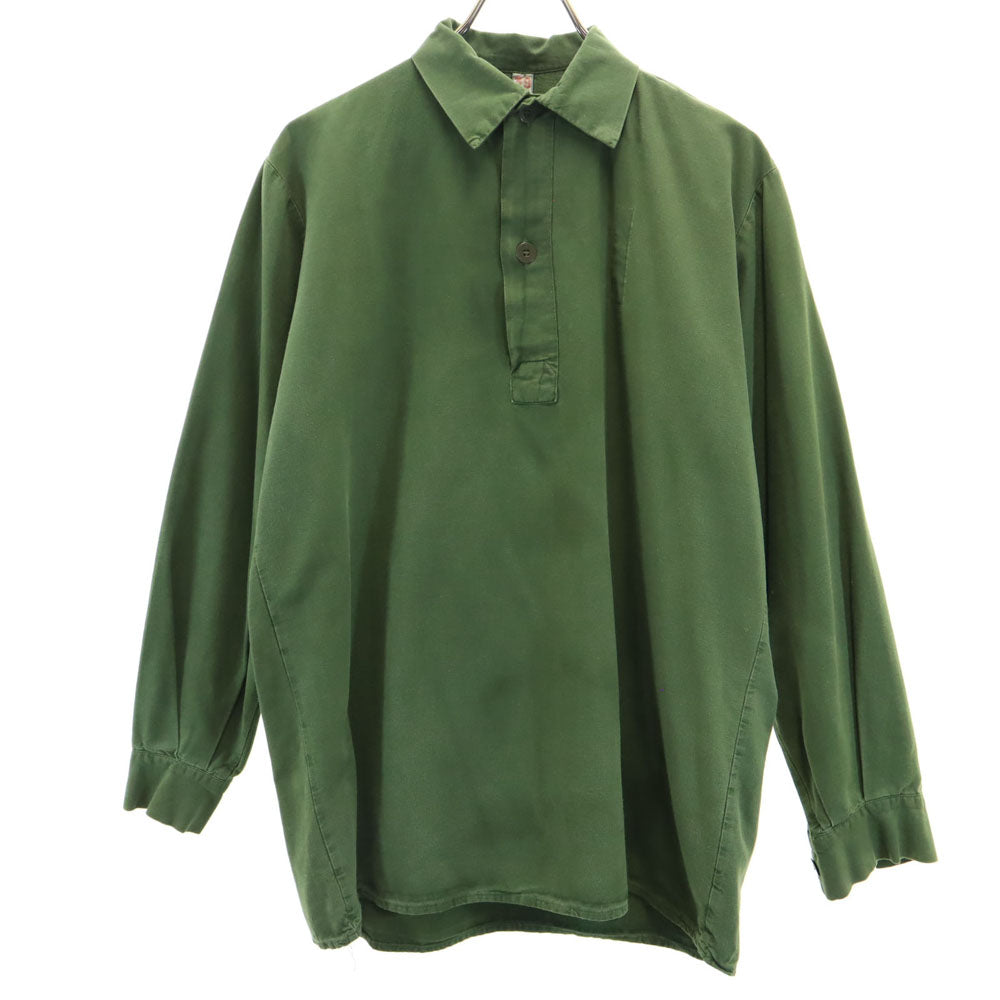 SWEDENISH ARMY スウェーデン軍 70s ヴィンテージ 長袖 ハーフボタン シャツ カーキ メンズ
