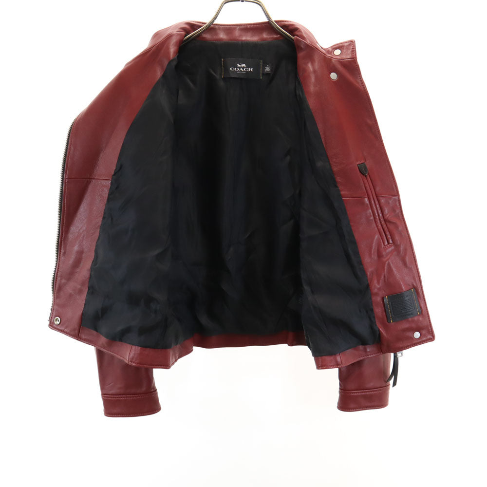 COACH コーチ F33830 ダブルライダースジャケット S レッド レザージャケット レディース