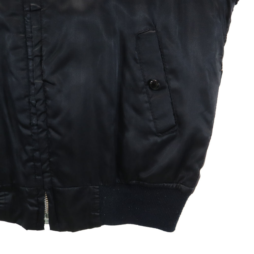 スーベニアジャケット 80s ヴィンテージ USS スーベニア ジャケット S ブラック コリアジャケット 中綿あり フード欠品 刺繍 メンズ