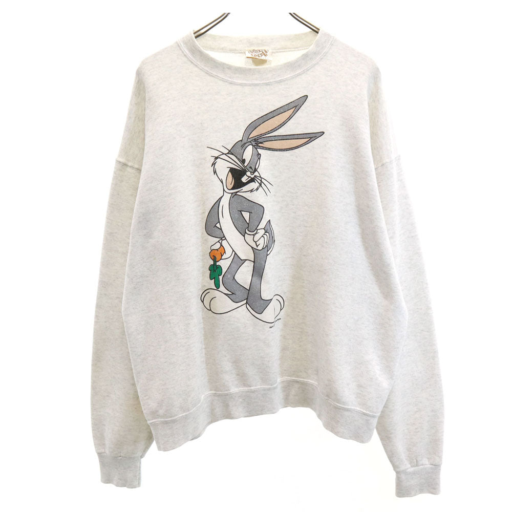 LOONEY TUNES ルーニーテューンズ 90s USA製 オールド ワーナーブラザーズ 長袖 スウェット トレーナー L ライトグレー メンズ